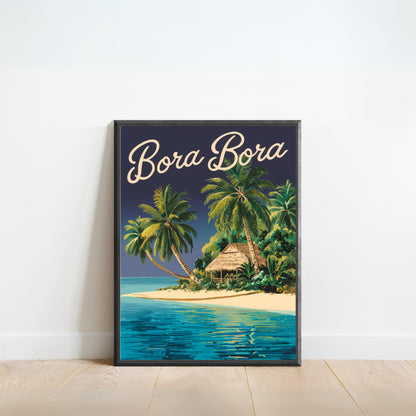 Bora Bora Vintage Travel Poster - Tranquil Waters