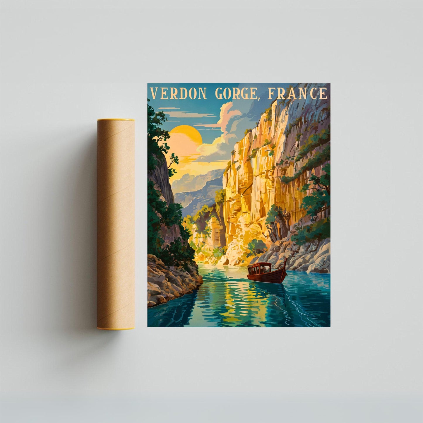 Verdon Gorge Vintage Travel Poster - Timeless French Canyon Beauty