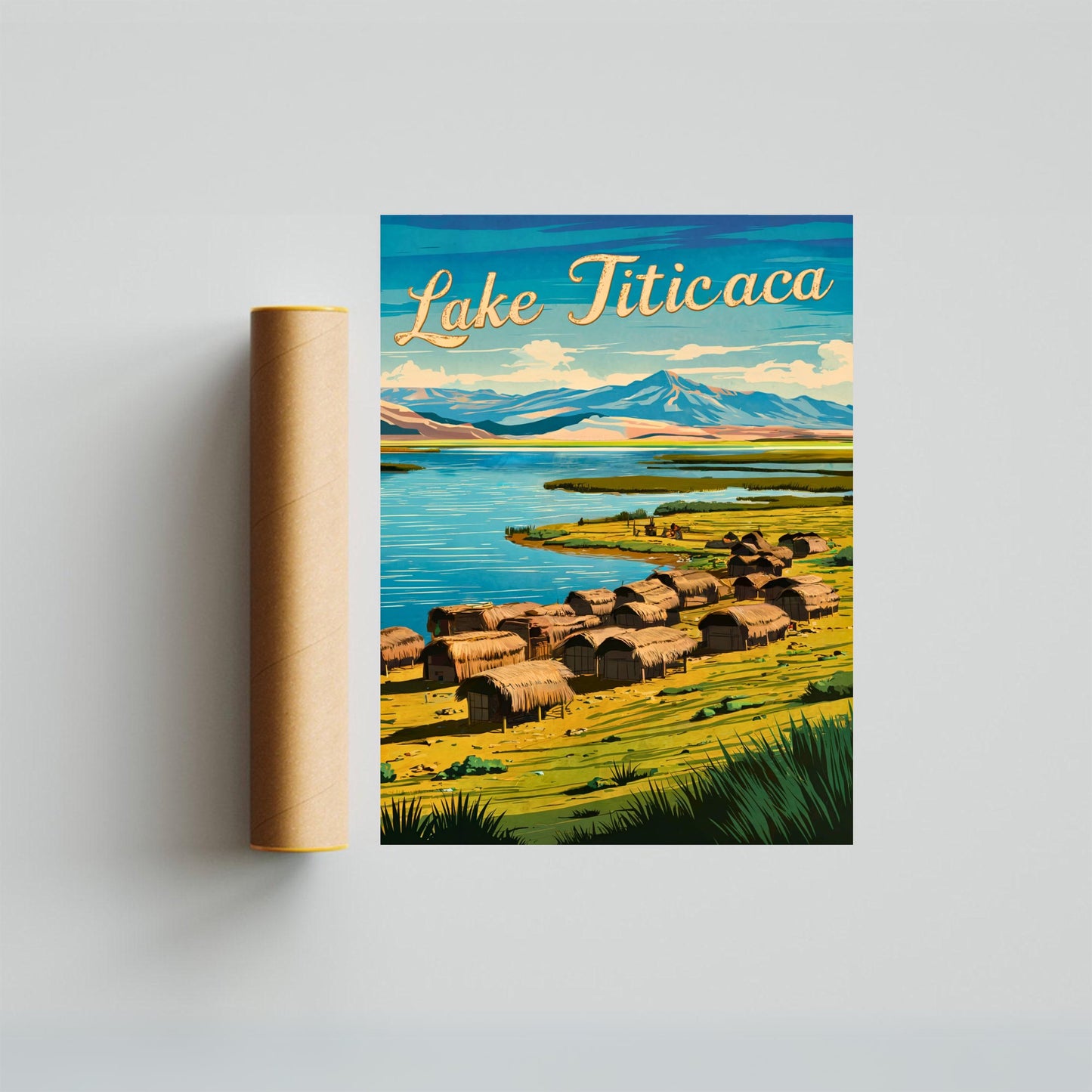 Lake Titicaca Vintage Travel Poster - Timeless Andean Serenity