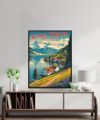 Lake Thun Vintage Travel Poster