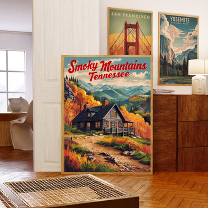 Smoky Mountains Vintage Travel Poster