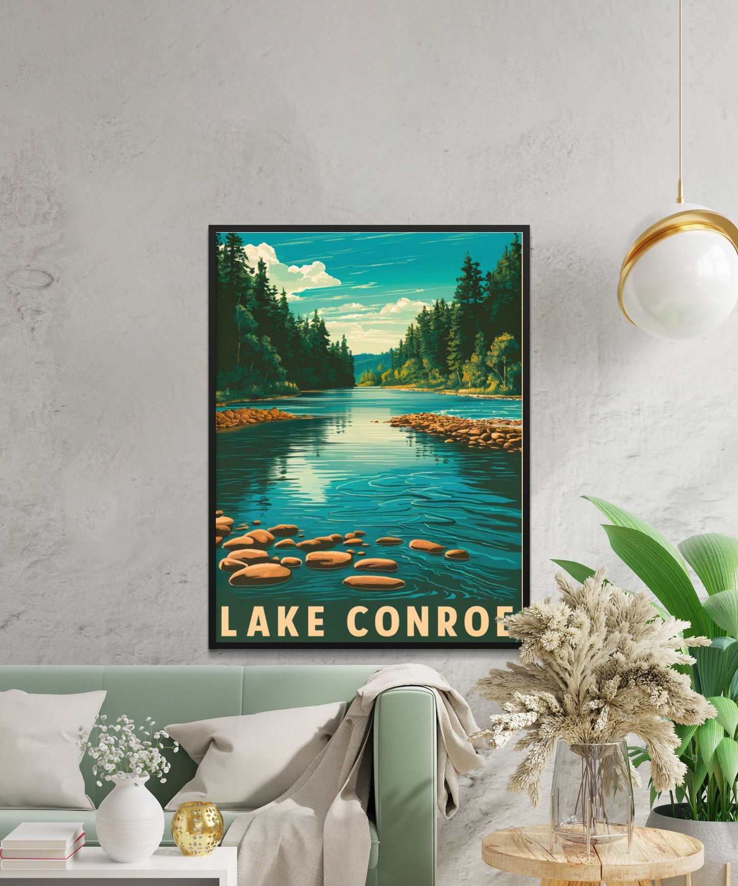 Lake Conroe Vintage Travel Poster