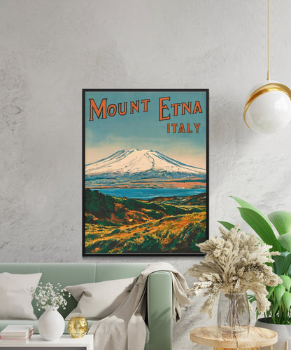 Mount Etna Vintage Travel Poster