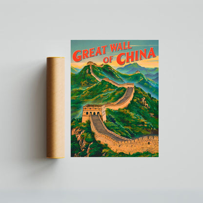 Great Wall of China Vintage Travel Poster - The Majestic Fortress