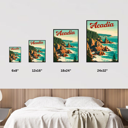 Acadia Vintage Travel Poster - Serene Lakes