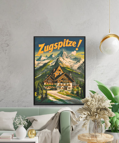 Zugspitze Vintage Travel Poster - Germany Mountains