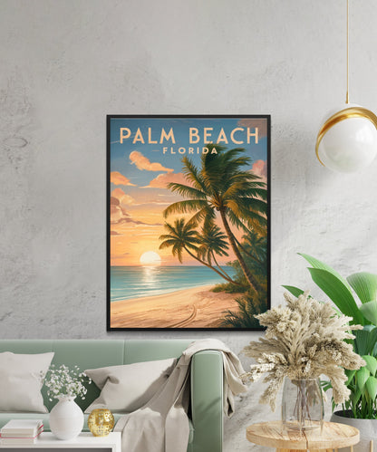 Palm Beach Vintage Travel Poster - Coastal Elegance