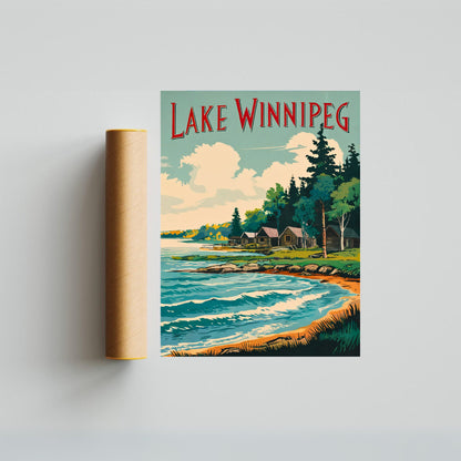 Lake Winnipeg Vintage Travel Poster - Expansive and Serene