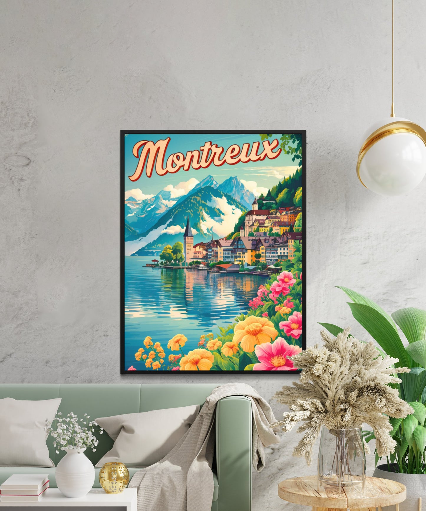 Montreux Vintage Travel Poster - Alpine Views