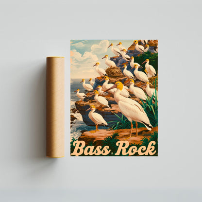 Bass Rock Vintage Travel Poster