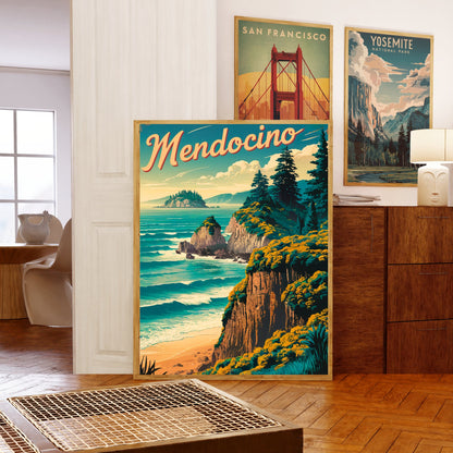 Mendocino Vintage Travel Poster