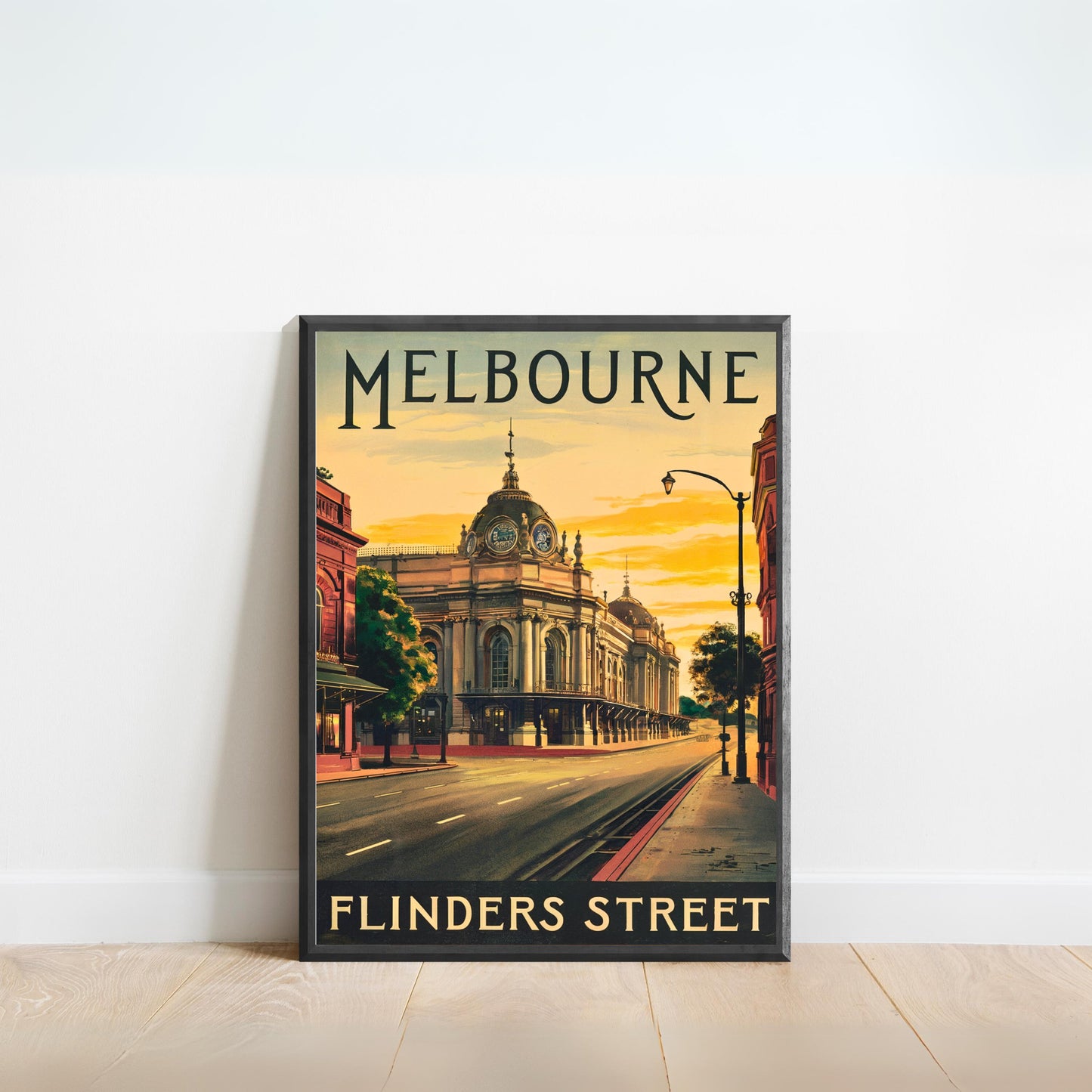 Flinders Street Vintage Travel Poster - Melbourne