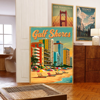 Gulf Shores Vintage Travel Poster