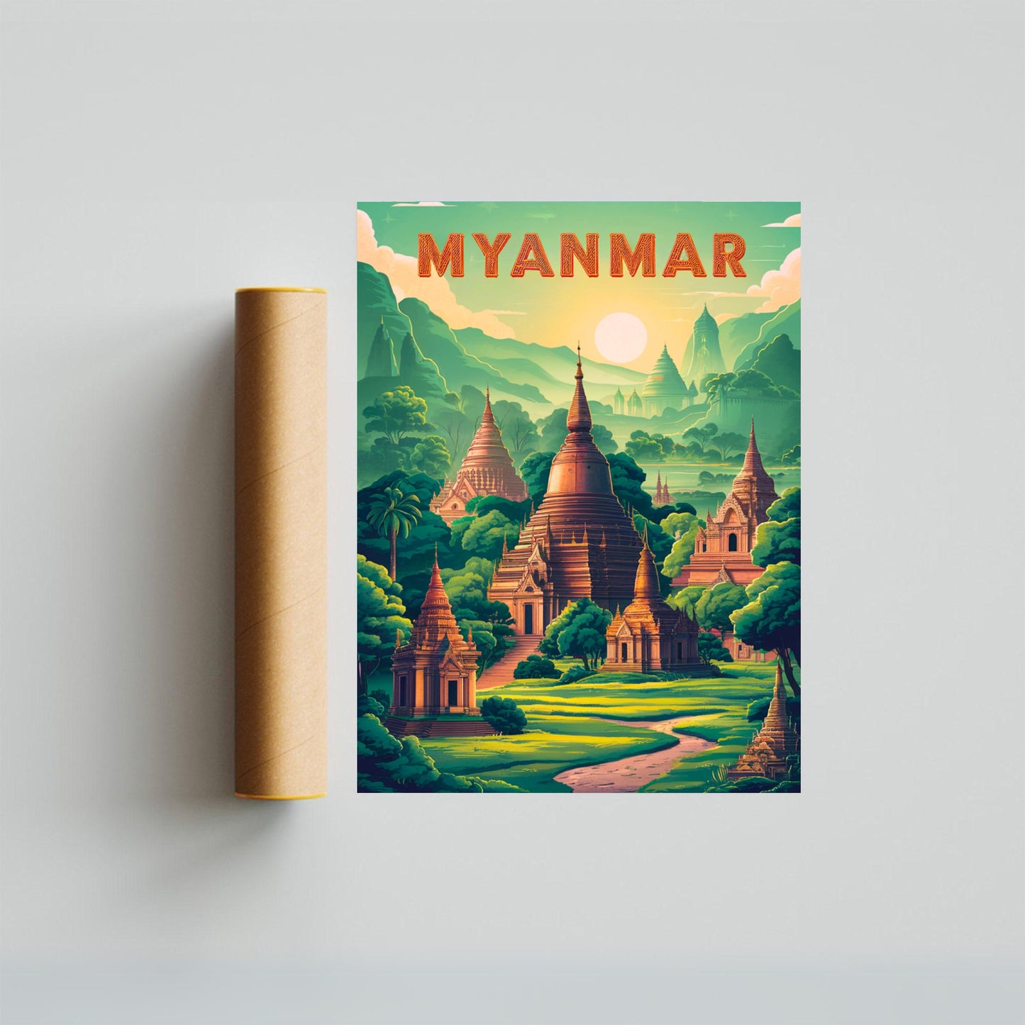 Myanmar  Vintage Travel Poster