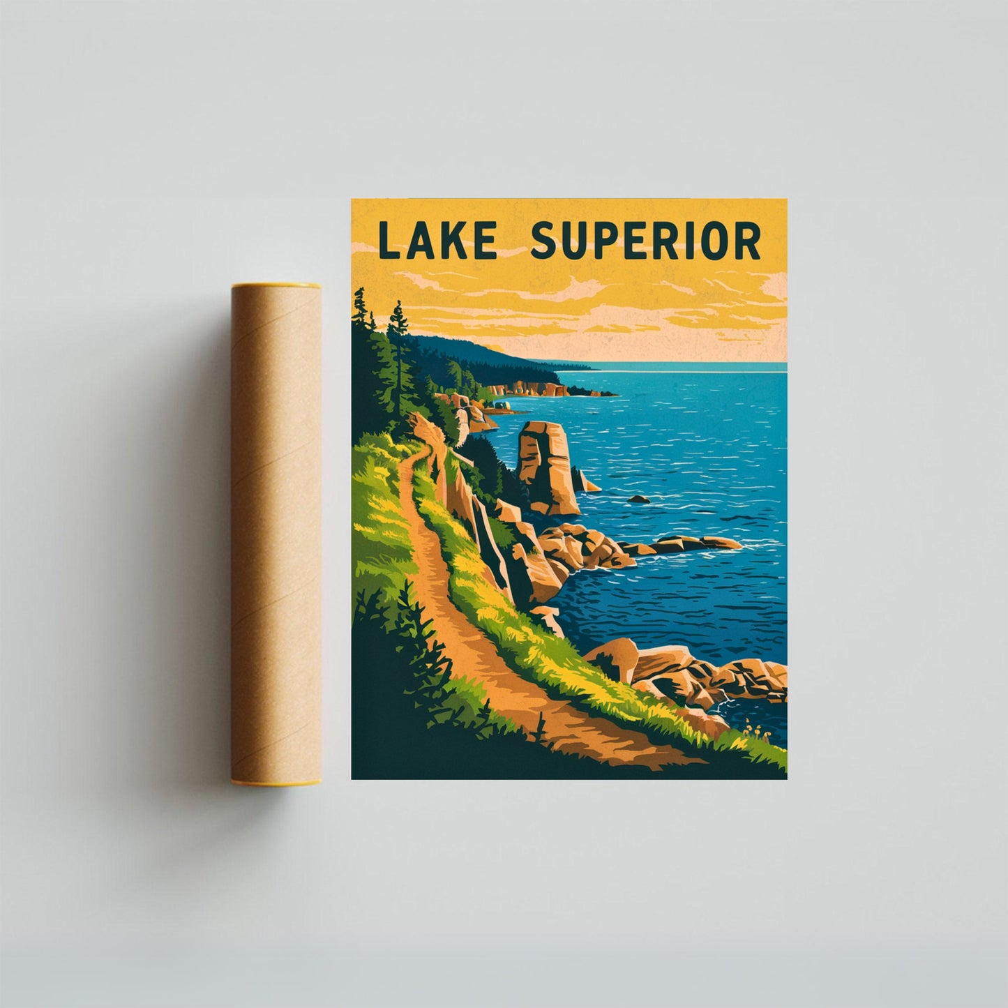 Lake Superior Vintage Travel Poster