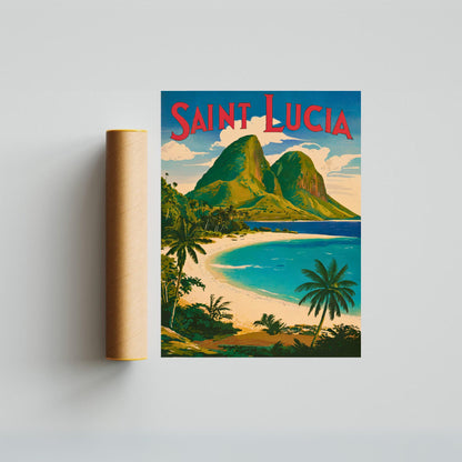 Saint Lucia Vintage Travel Poster - Timeless Caribbean Paradise