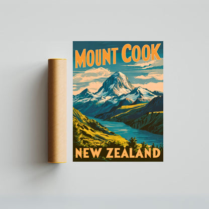 Mount Cook Vintage Travel Poster