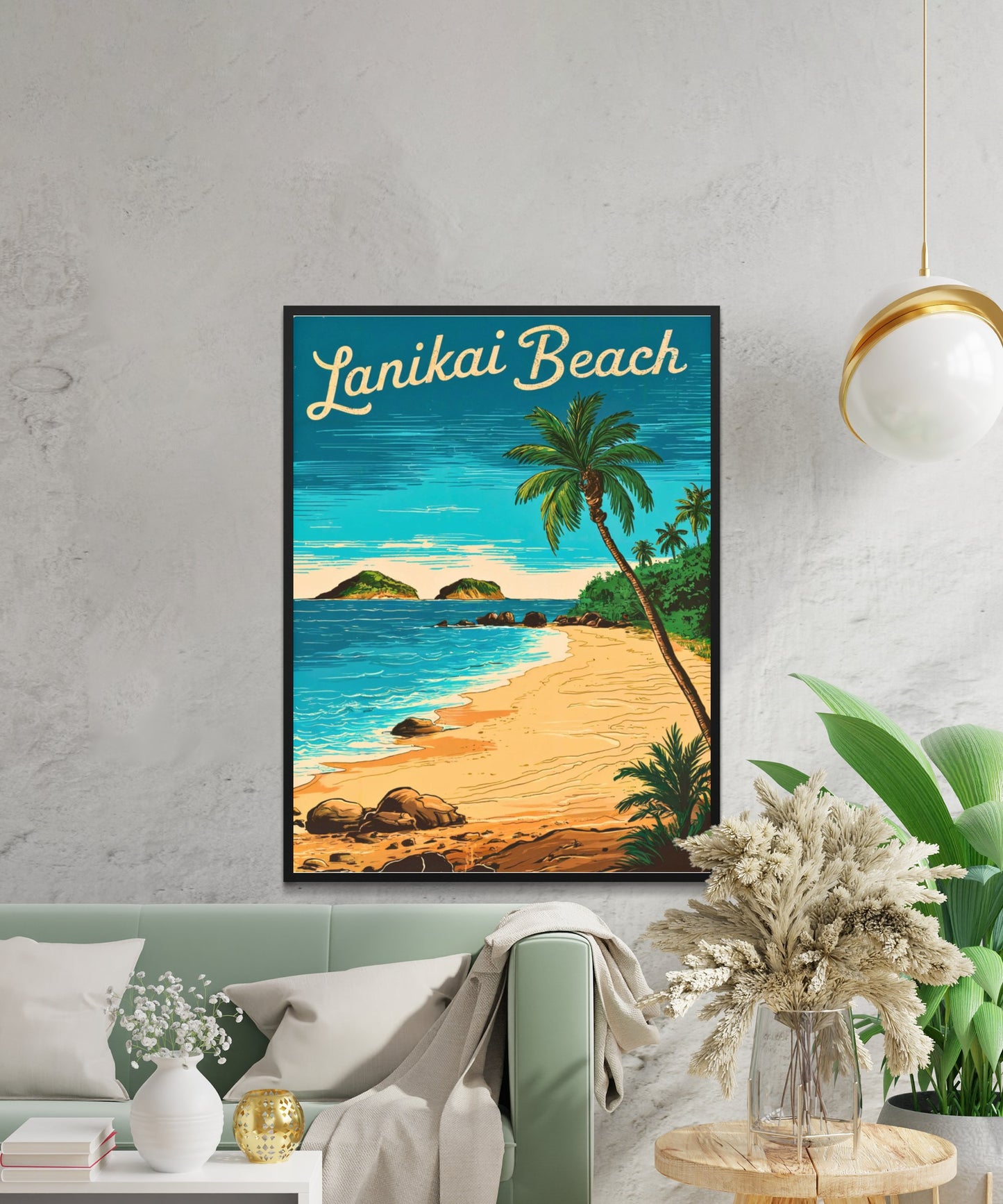 Lanikai Beach Vintage Travel Poster - Paradise on the Hawaiian Shores