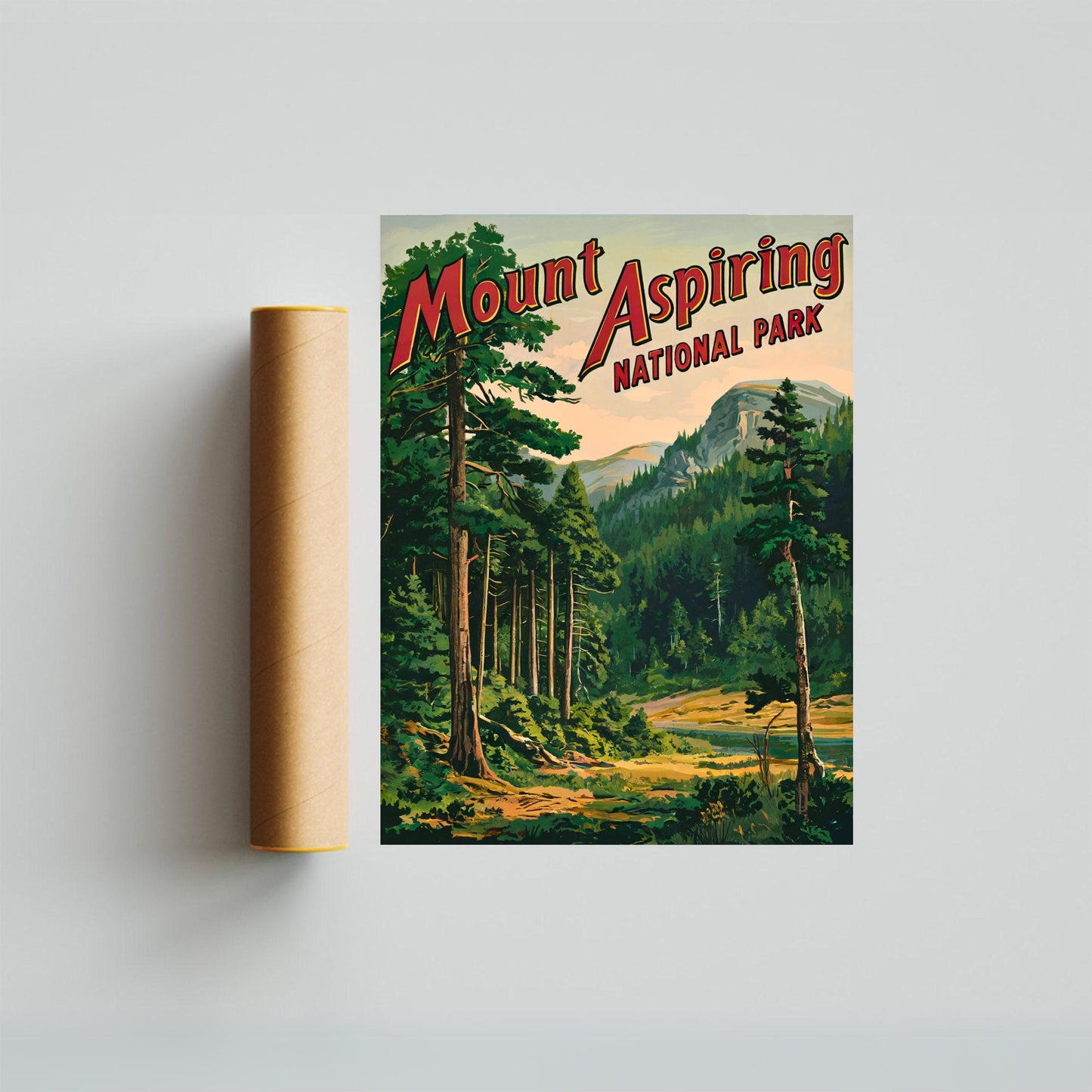 Mount Aspiring Vintage Travel Poster