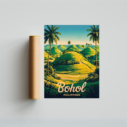 Bohol Vintage Travel Poster - Chocolate Hills