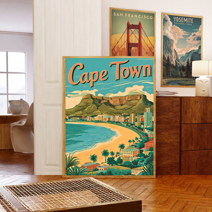 Cape Town Vintage Travel Poster  - South African Splendor