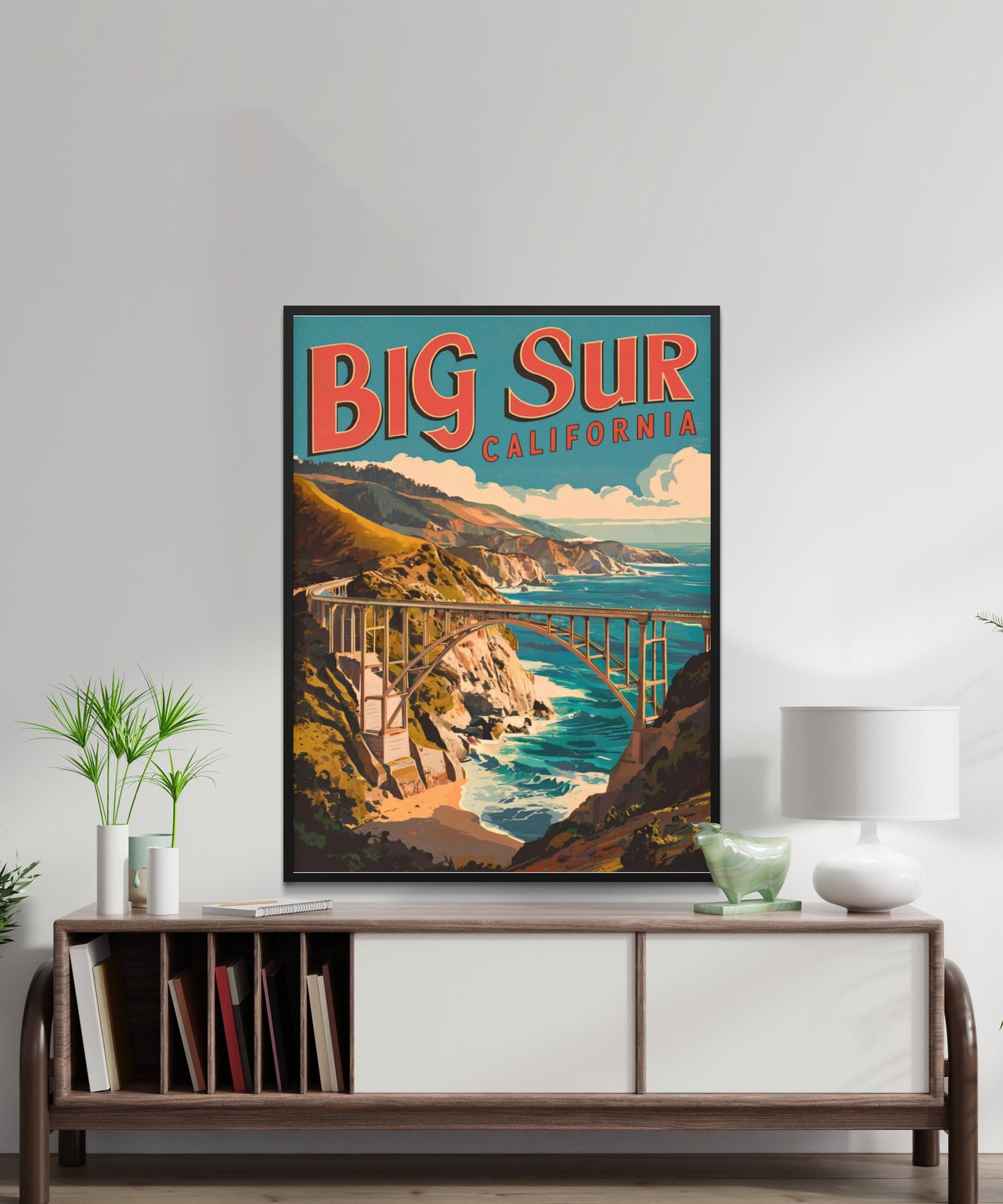 Big Sur Vintage Travel Poster - Scenic Highway and Ocean Views