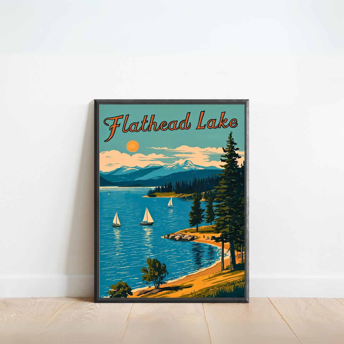 Flathead Lake Vintage Travel Poster