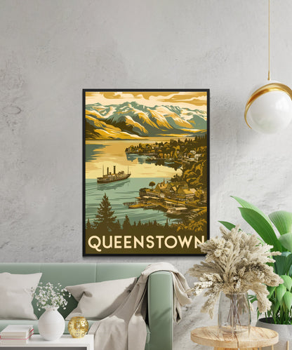 Queenstown Vintage Travel Poster - Alpine Resort