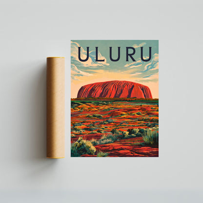 Uluru Rocks Vintage Travel Poster - Ayers Rock