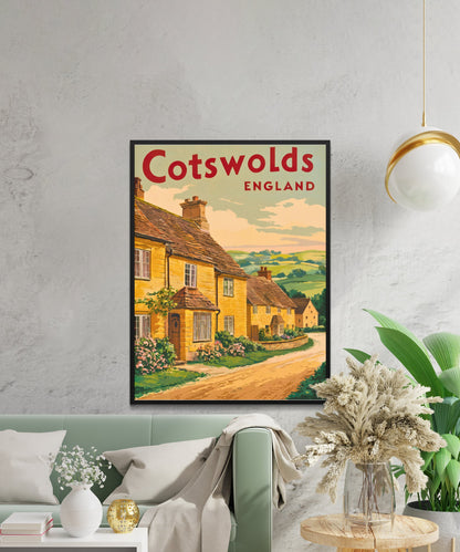 Cotswolds Vintage Travel Poster