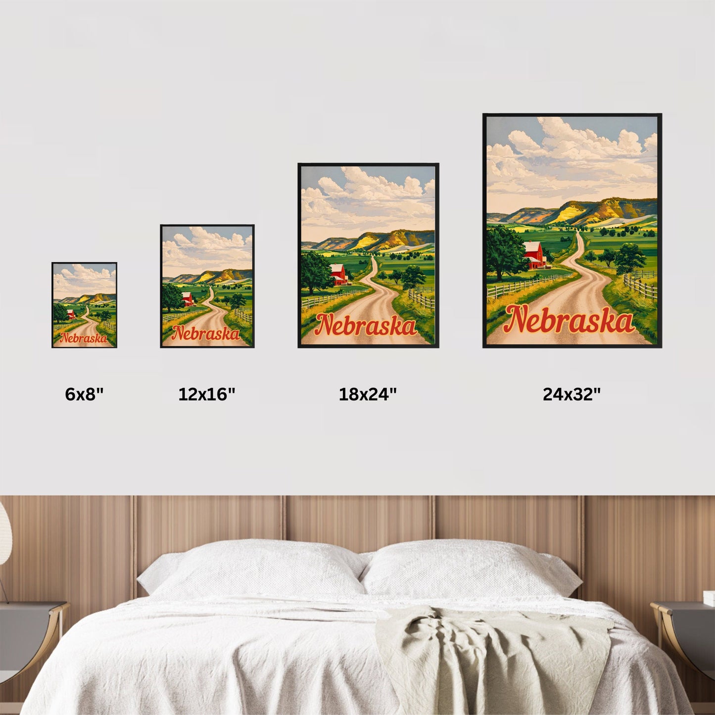 Nebraska Vintage Travel Poster - Rolling Hills and Prairie Landscapes