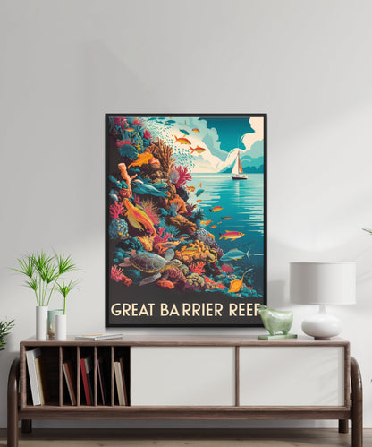 Great Barrier Reef Vintage Travel Poster - Beautiful Views