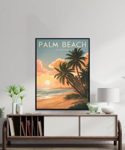 Palm Beach Vintage Travel Poster - Oceanfront Charm