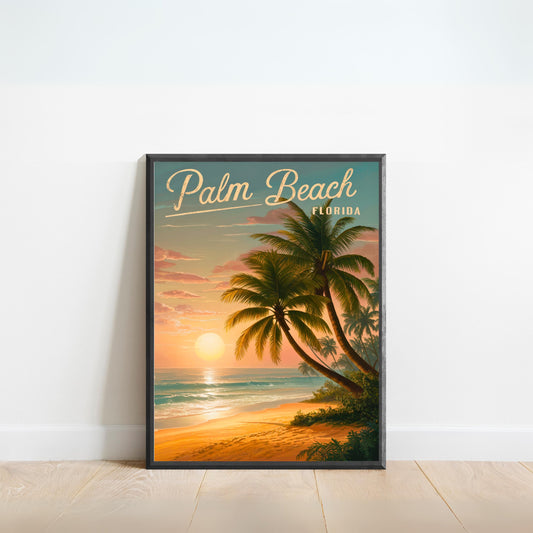 Palm Beach Vintage Travel Poster - Beachfront Beauty