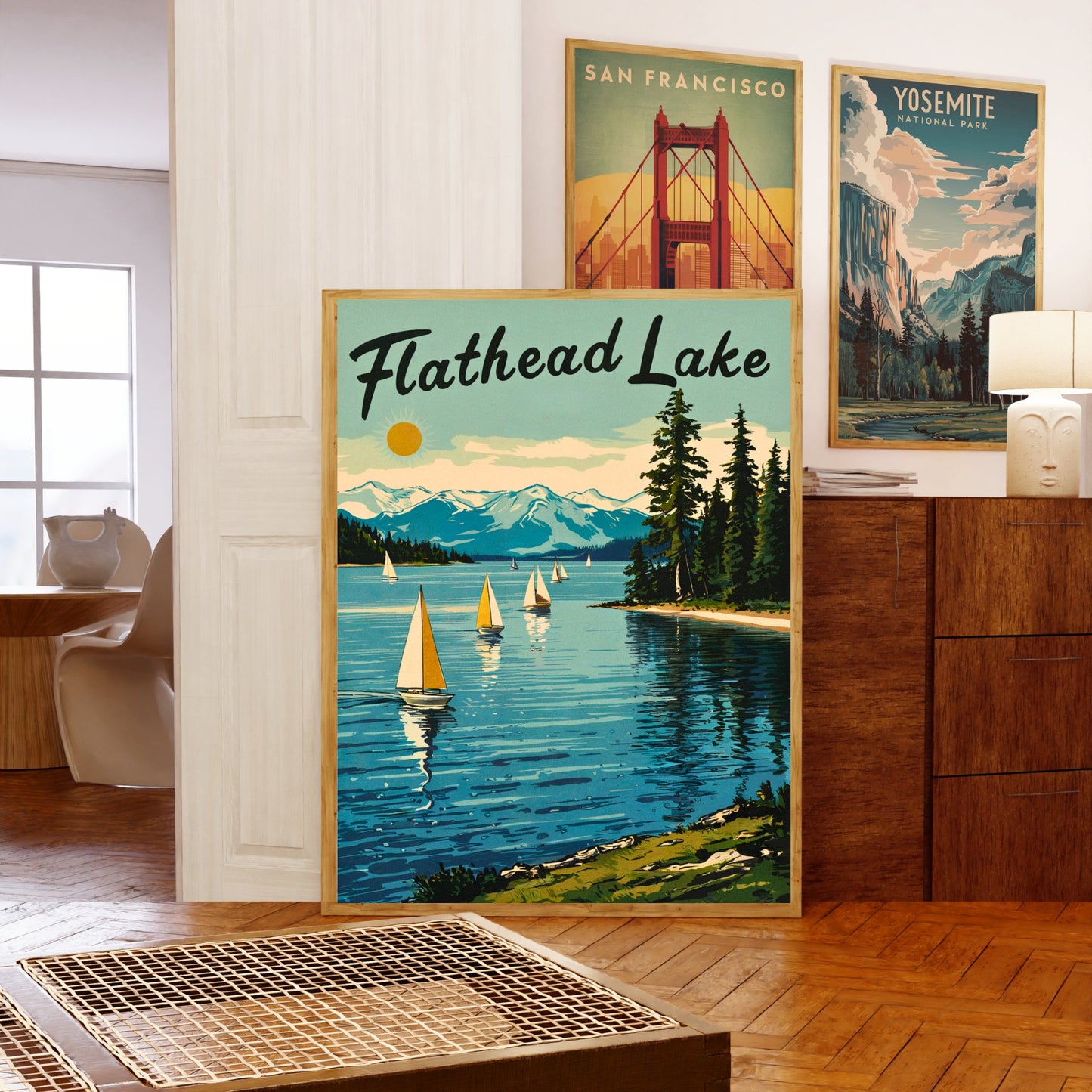 Flathead Lake Vintage Travel Poster - Montana Lake