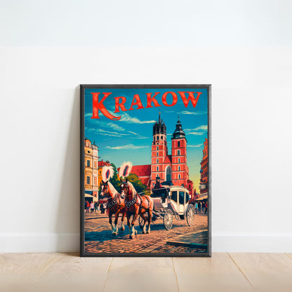 Krakow Vintage Travel Poster