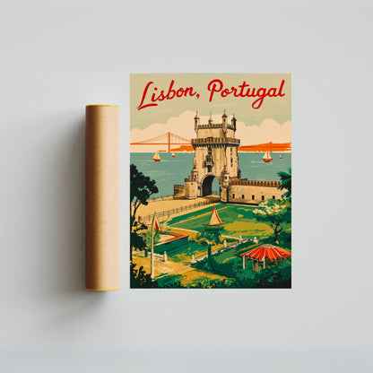 Lisbon Vintage Travel Poster - Capital of Portugal