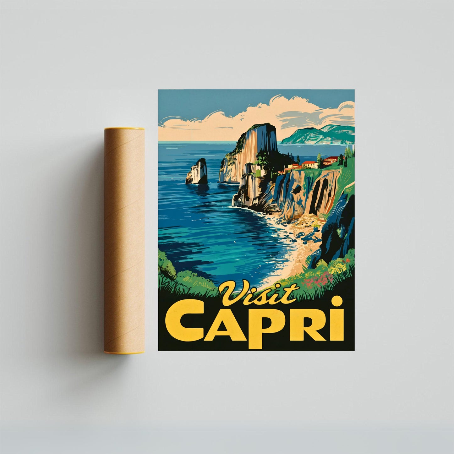 Capri Vintage Travel Poster - Island of Enchantment