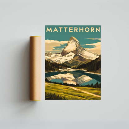 Matterhorn Vintage Travel Poster - Classic Alpine Charm