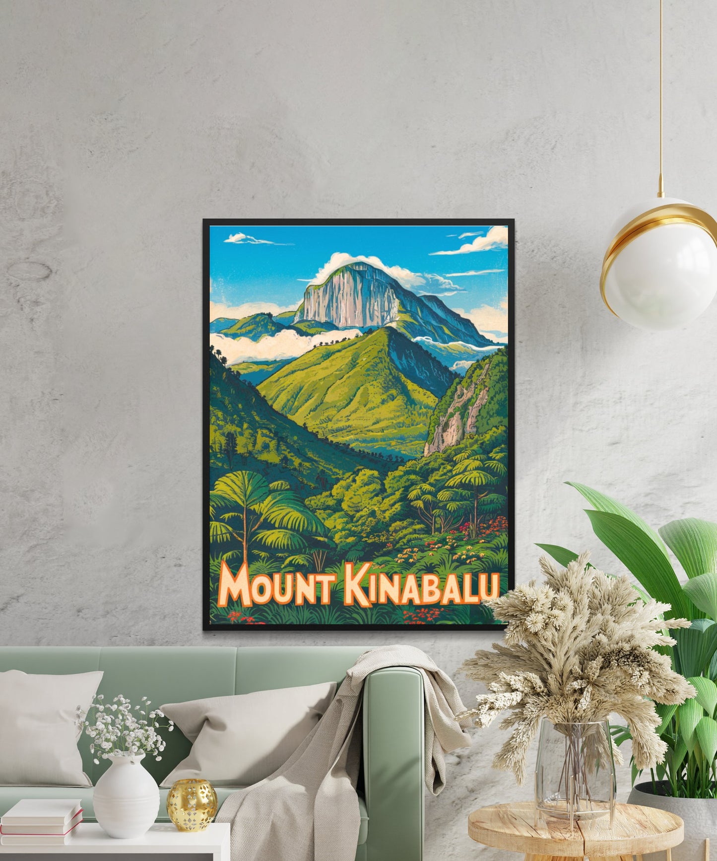 Mount Kinabalu Vintage Travel Poster