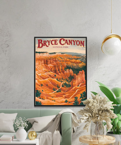 Bryce Canyon Vintage Travel Poster- Hoodoos and Scenic Vistas