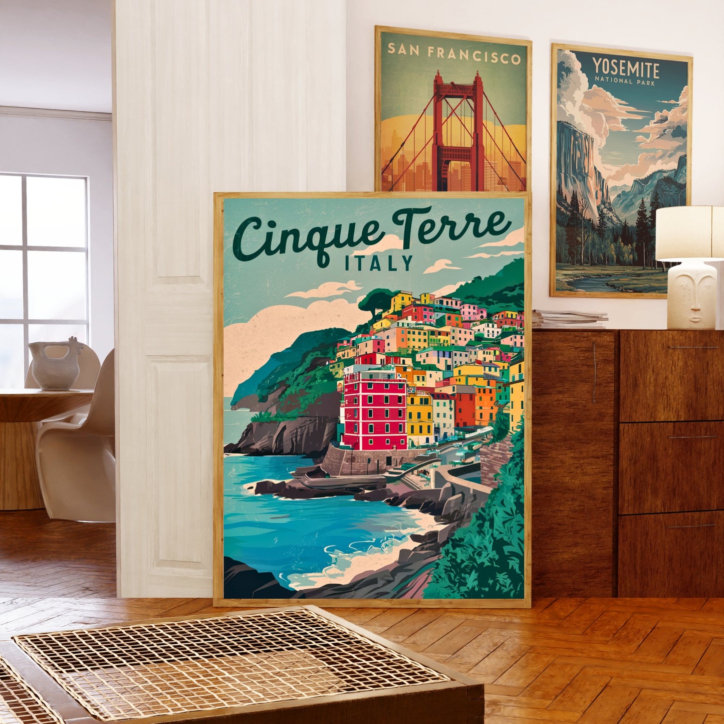 Cinque Terre Vintage Travel Poster - Colors of the Coast