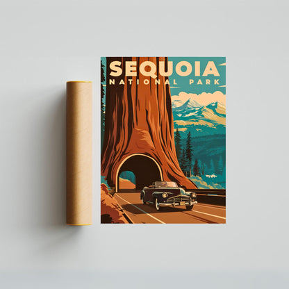 Sequoia National Park Vintage Travel Poster