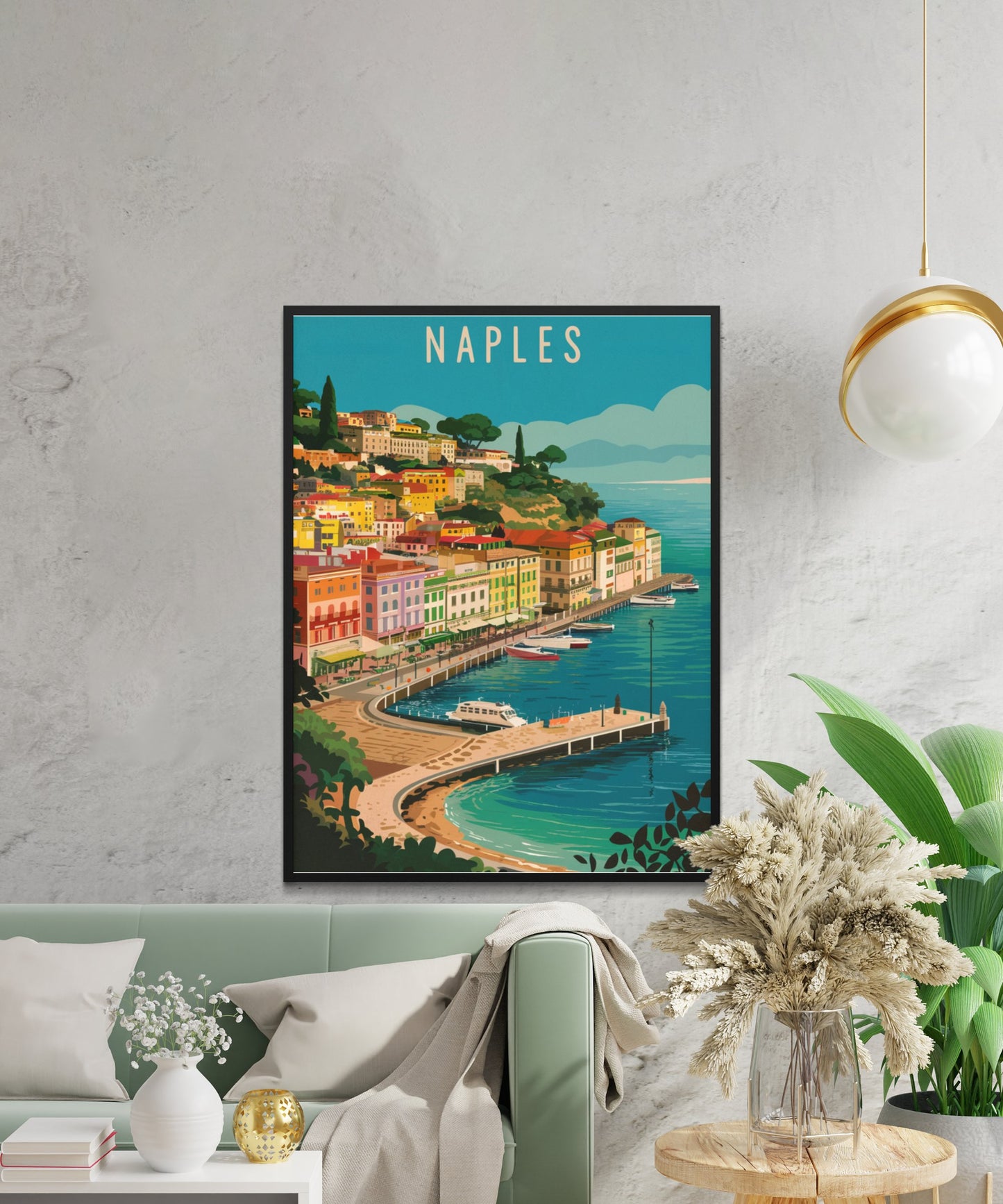 Naples Vintage Travel Poster  - Italian Coastal Charm