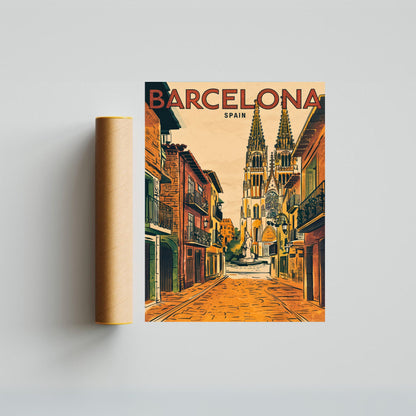 Barcelona Vintage Travel Poster  - City of Art and Culture