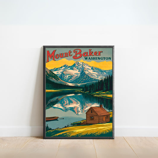 Mount Baker Vintage Travel Poster