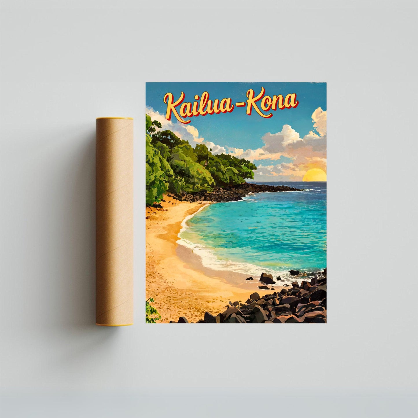 Kailua-Kona Vintage Travel Poster - Heart of Hawaii’s Big Island