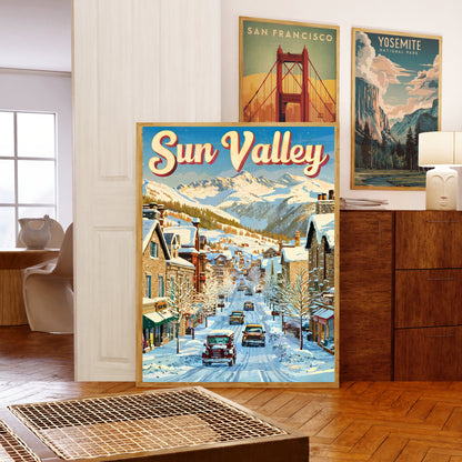 Sun Valley Vintage Travel Poster - Idaho's Premier Ski Destination