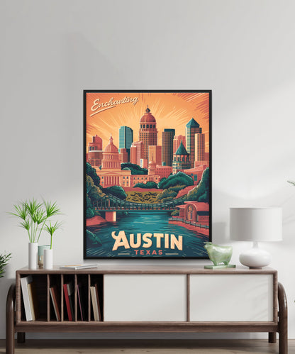 Austin Vintage Travel Poster