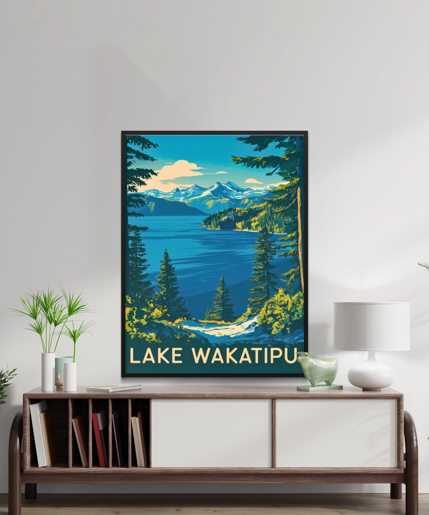 Lake Wakatipu Vintage Travel Poster